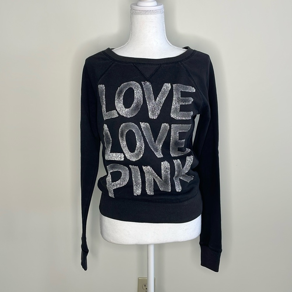 PINK Victoria’s Secret Navy Blue “Love Love Pink” Pullover. XS. Y2K